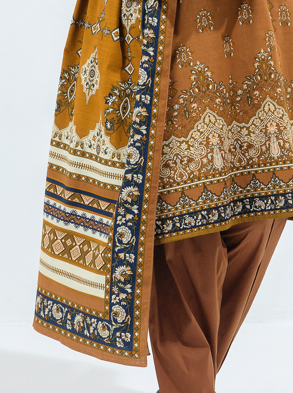 3 PIECE - PRINTED KHADDAR SUIT - MARIGOLD GLAZE MORBAGH WN_21