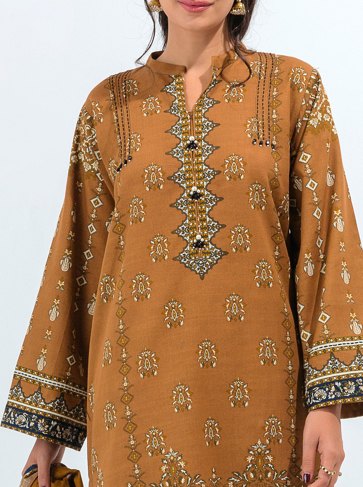 3 PIECE - PRINTED KHADDAR SUIT - MARIGOLD GLAZE MORBAGH WN_21