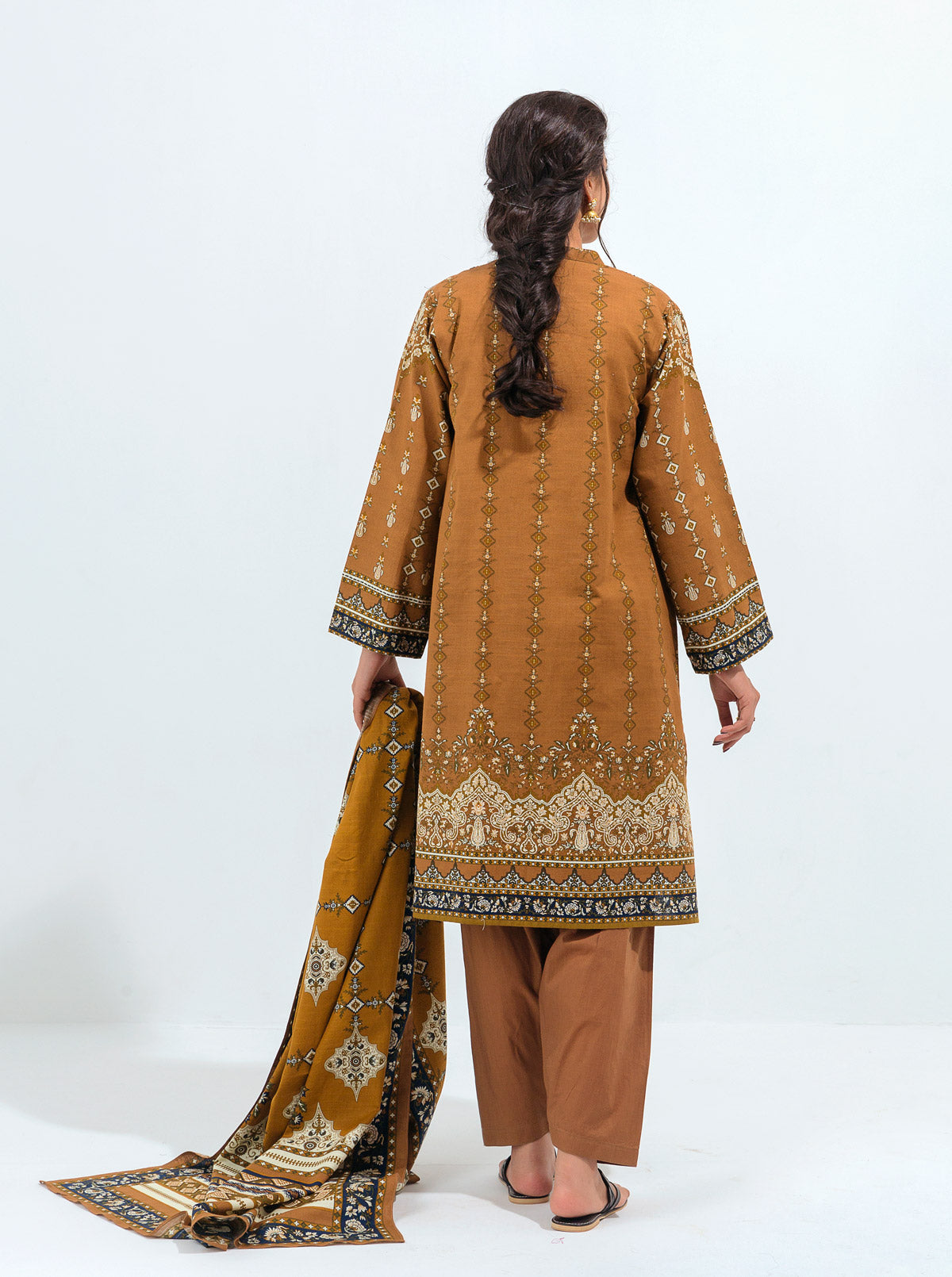 3 PIECE - PRINTED KHADDAR SUIT - MARIGOLD GLAZE MORBAGH WN_21