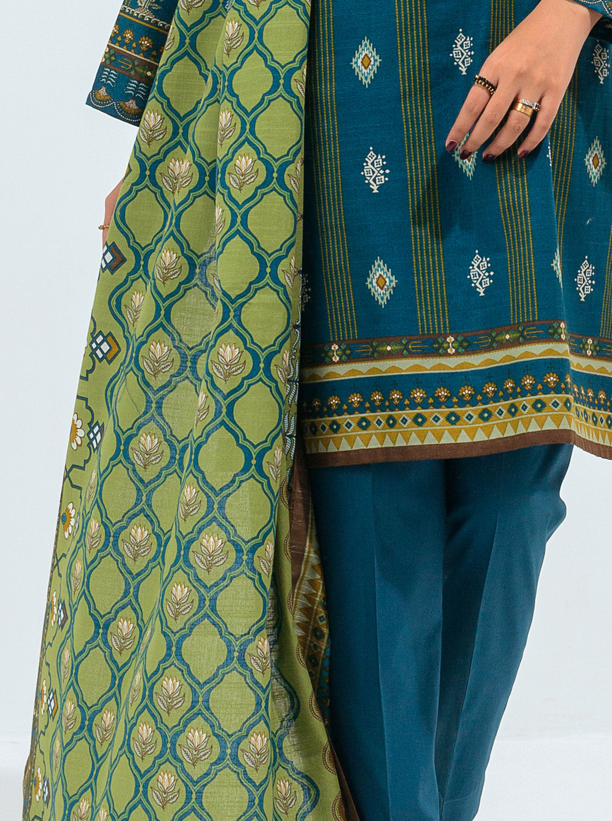 3 PIECE - PRINTED KHADDAR SUIT - INDIGO OPAL MORBAGH WN_21