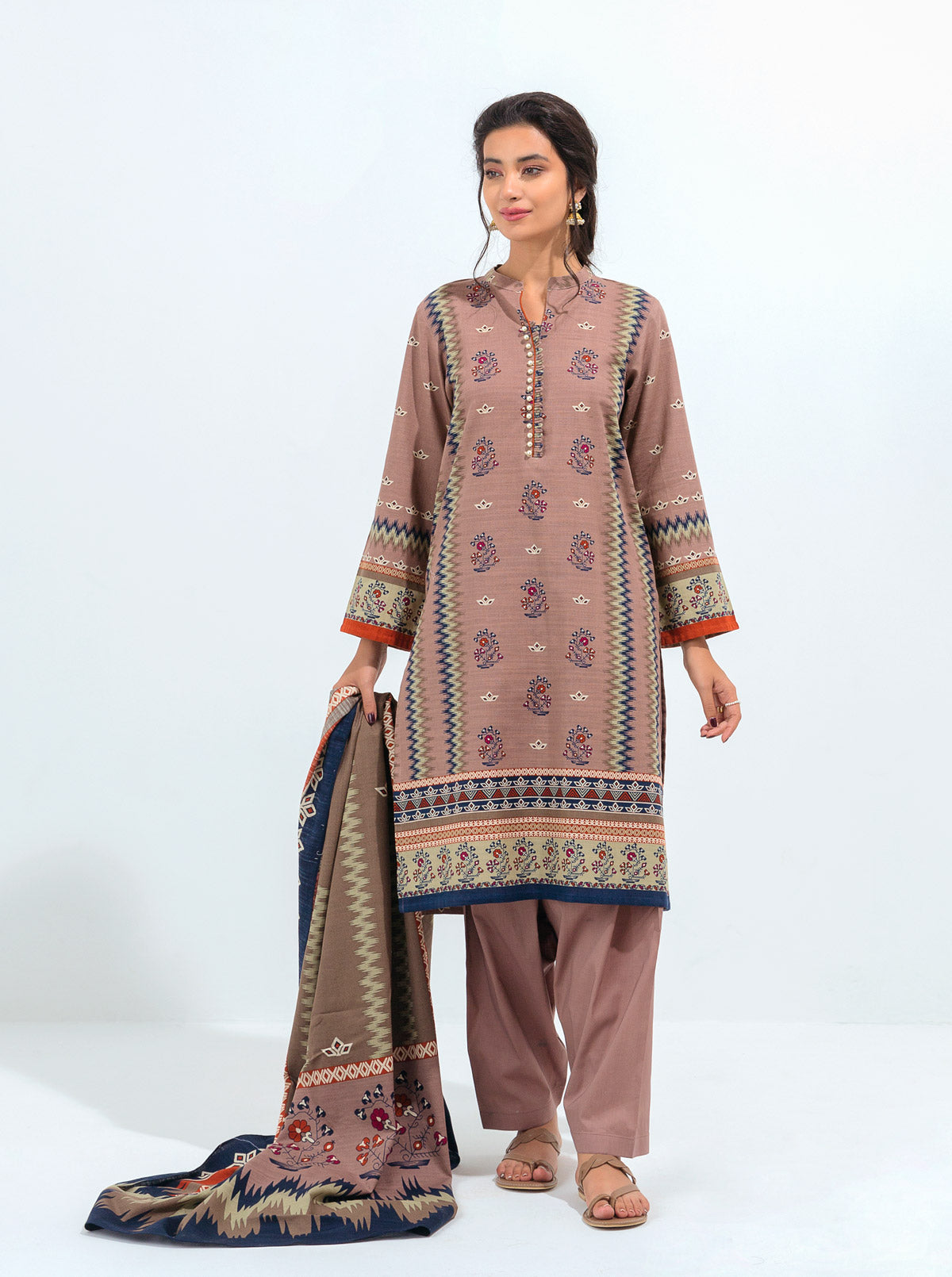 3 PIECE - PRINTED KHADDAR SUIT - ROSEY MISTY MORBAGH WN_21