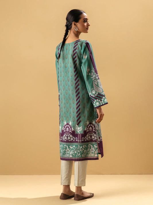 1 PIECE - PRINTED KHADDAR SHIRT - EMERALD PRISM MORBAGH WN_22
