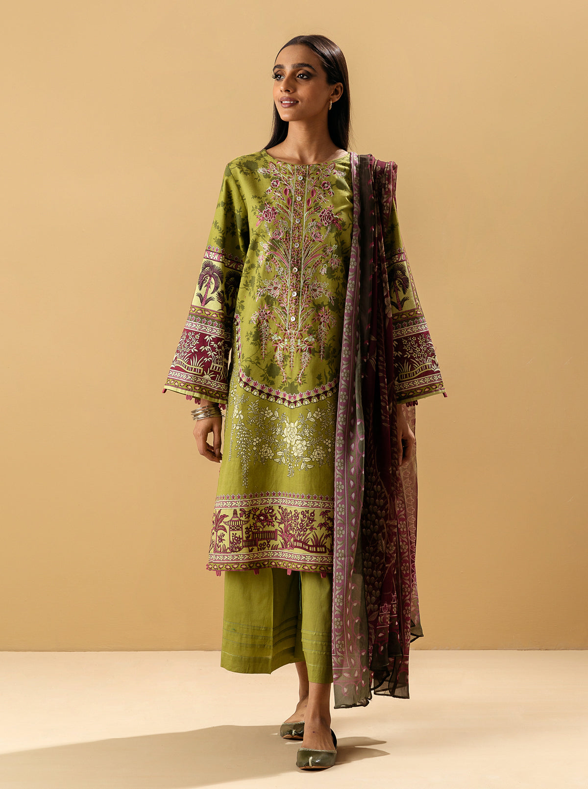 3 PIECE - EMBROIDERED KHADDAR SUIT - DUSKY BLOOM MORBAGH WN_22