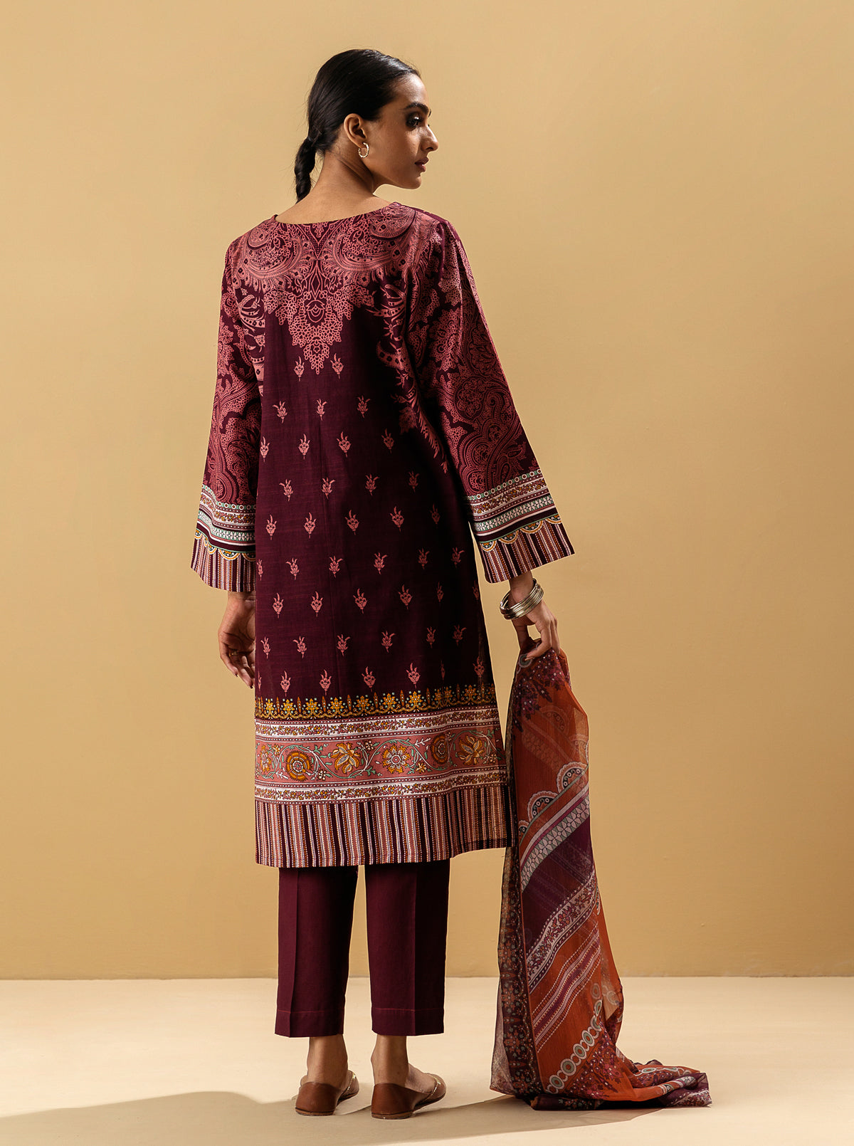 3 PIECE - PRINTED KHADDAR SUIT - IMPERIAL RUBY MORBAGH WN_22