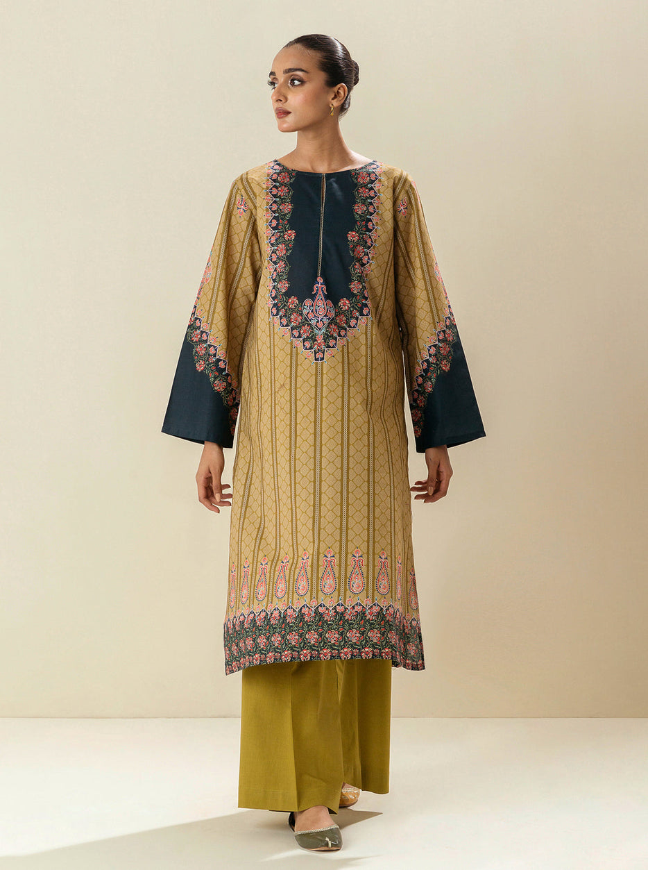 1 PIECE - PRINTED CAMBRIC SHIRT - GOLDEN HONEY MORBAGH WN_23