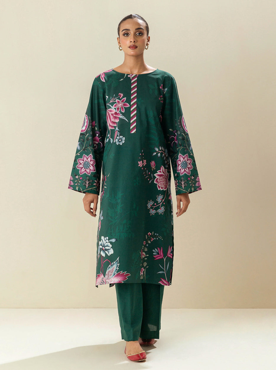 1 PIECE - PRINTED CAMBRIC SHIRT - TEAL PETUNIAS MORBAGH WN_23