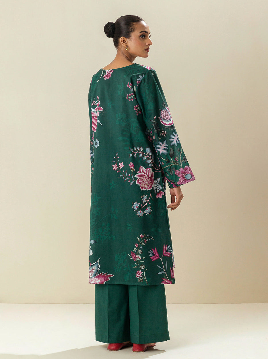 1 PIECE - PRINTED CAMBRIC SHIRT - TEAL PETUNIAS MORBAGH WN_23