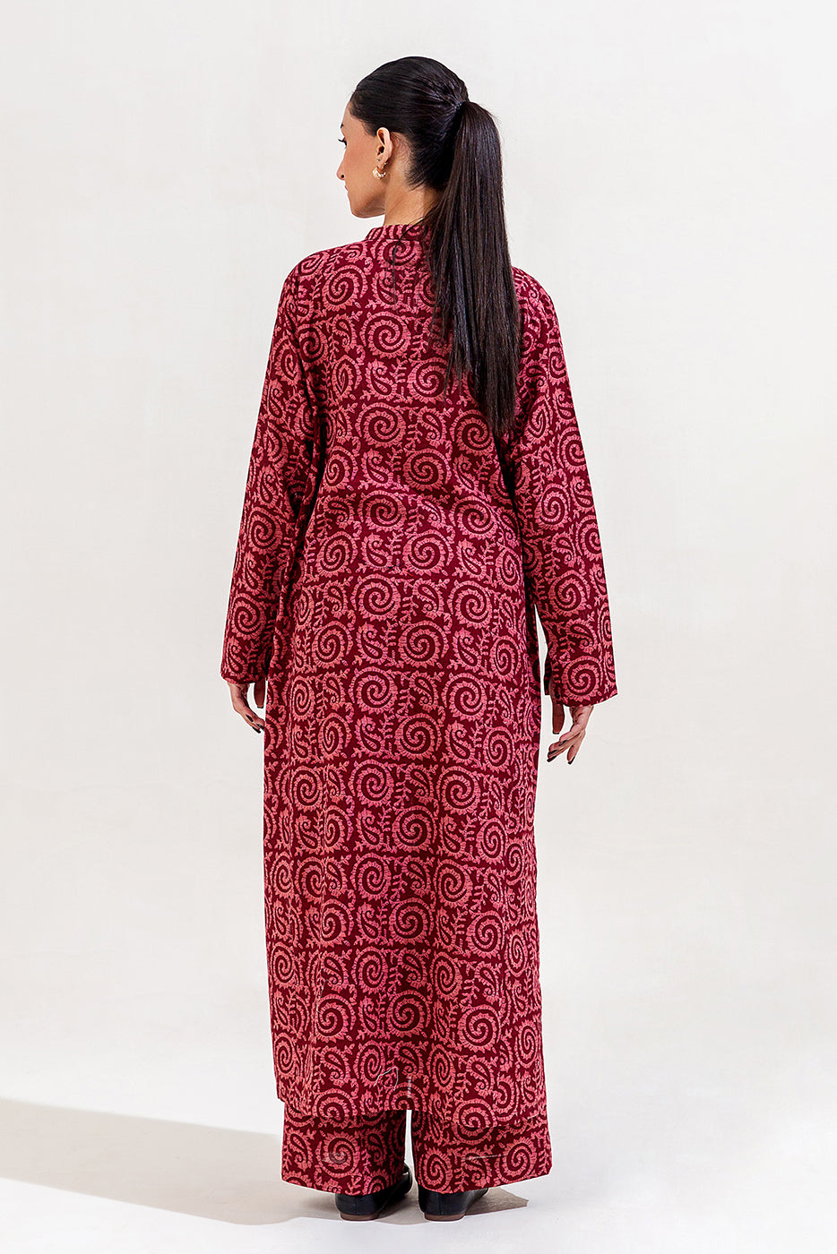 2 PIECE PRINTED KHADDAR SUIT-TRIBAL CERISE (UNSTITCHED)