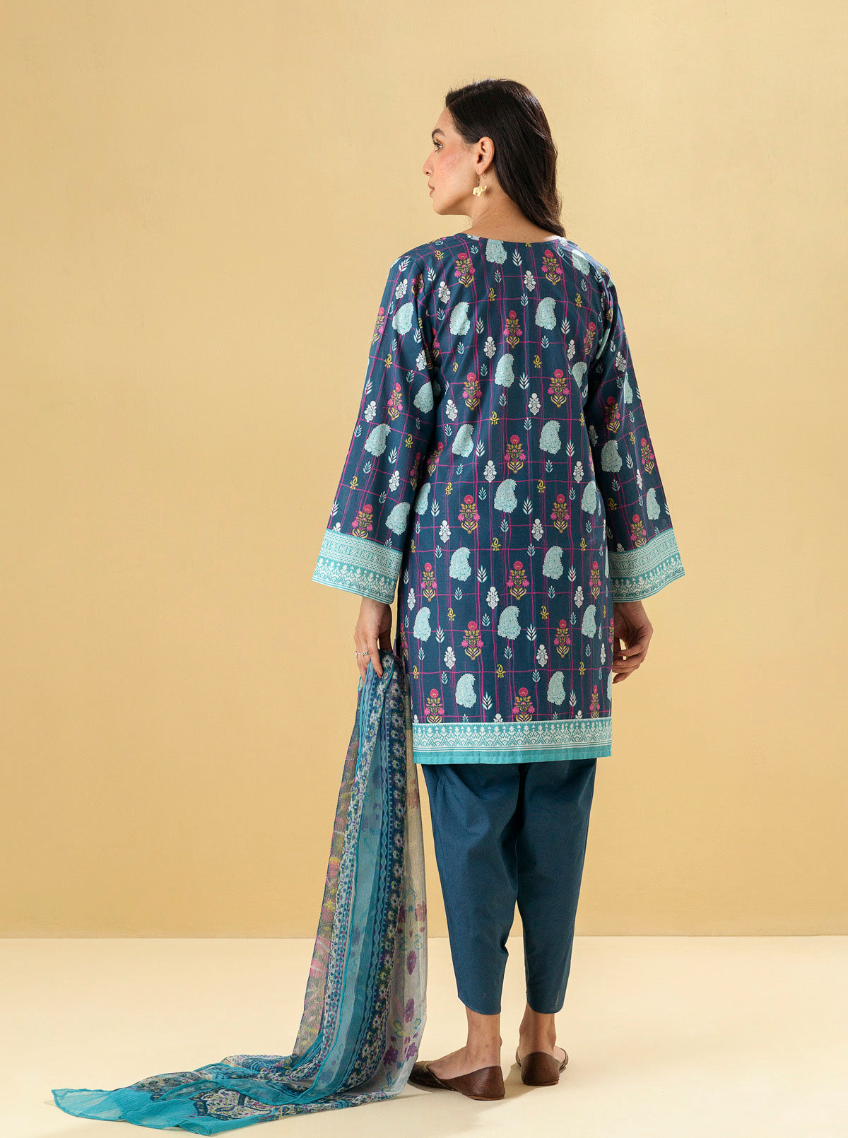 2 PIECE - PRINTED LAWN SUIT - MAZARINE BLUE MORBAGH SU_22