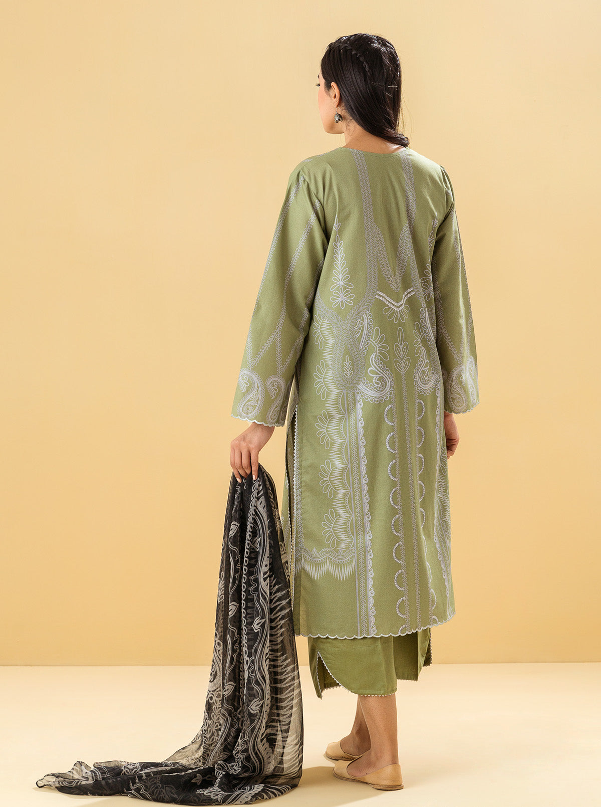 2 PIECE - PRINTED LAWN SUIT - ANTIQUE GREEN MORBAGH SU_22