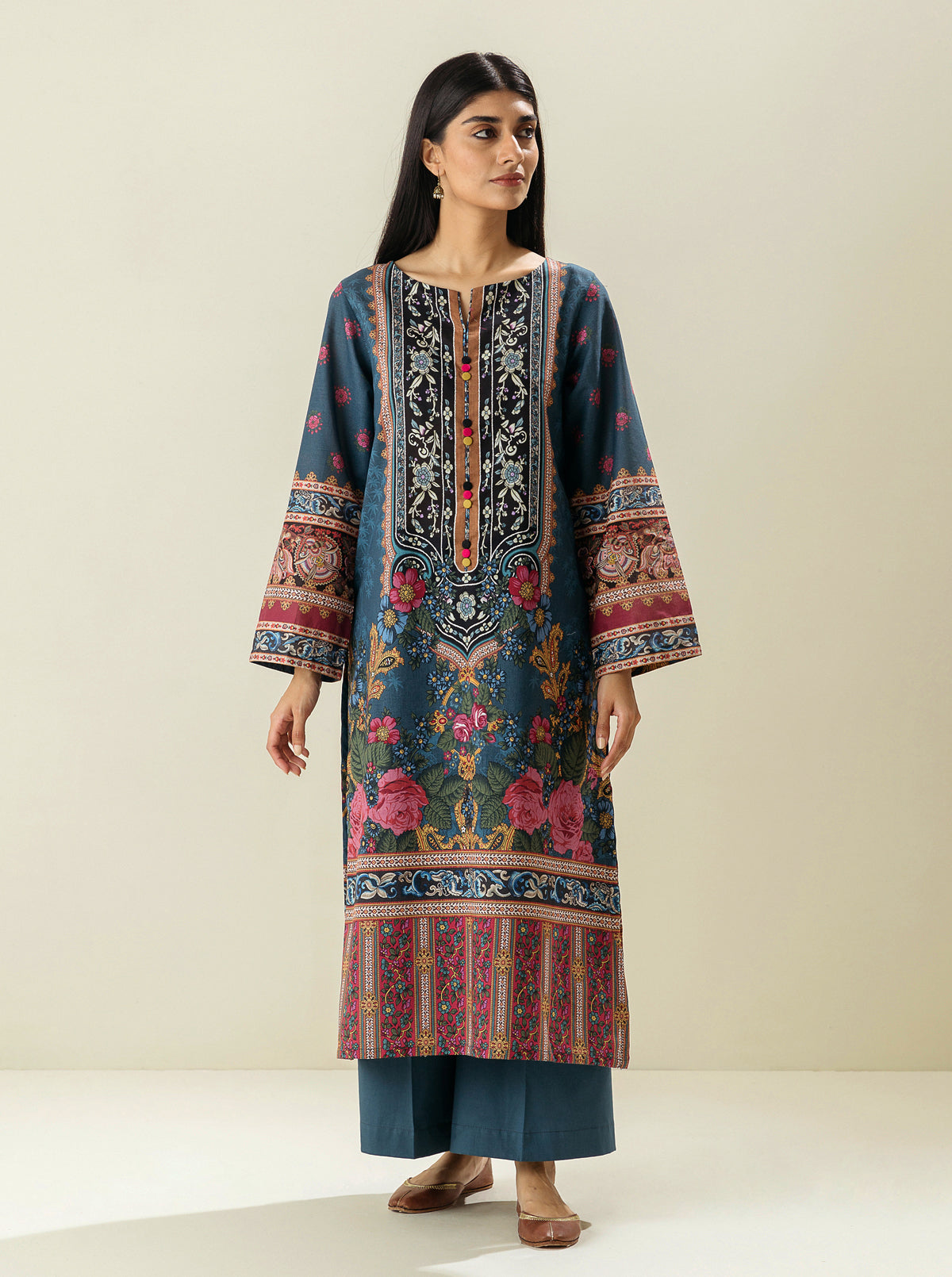 1 PIECE - PRINTED LAWN SHIRT - BLUE TALES MORBAGH SU_23