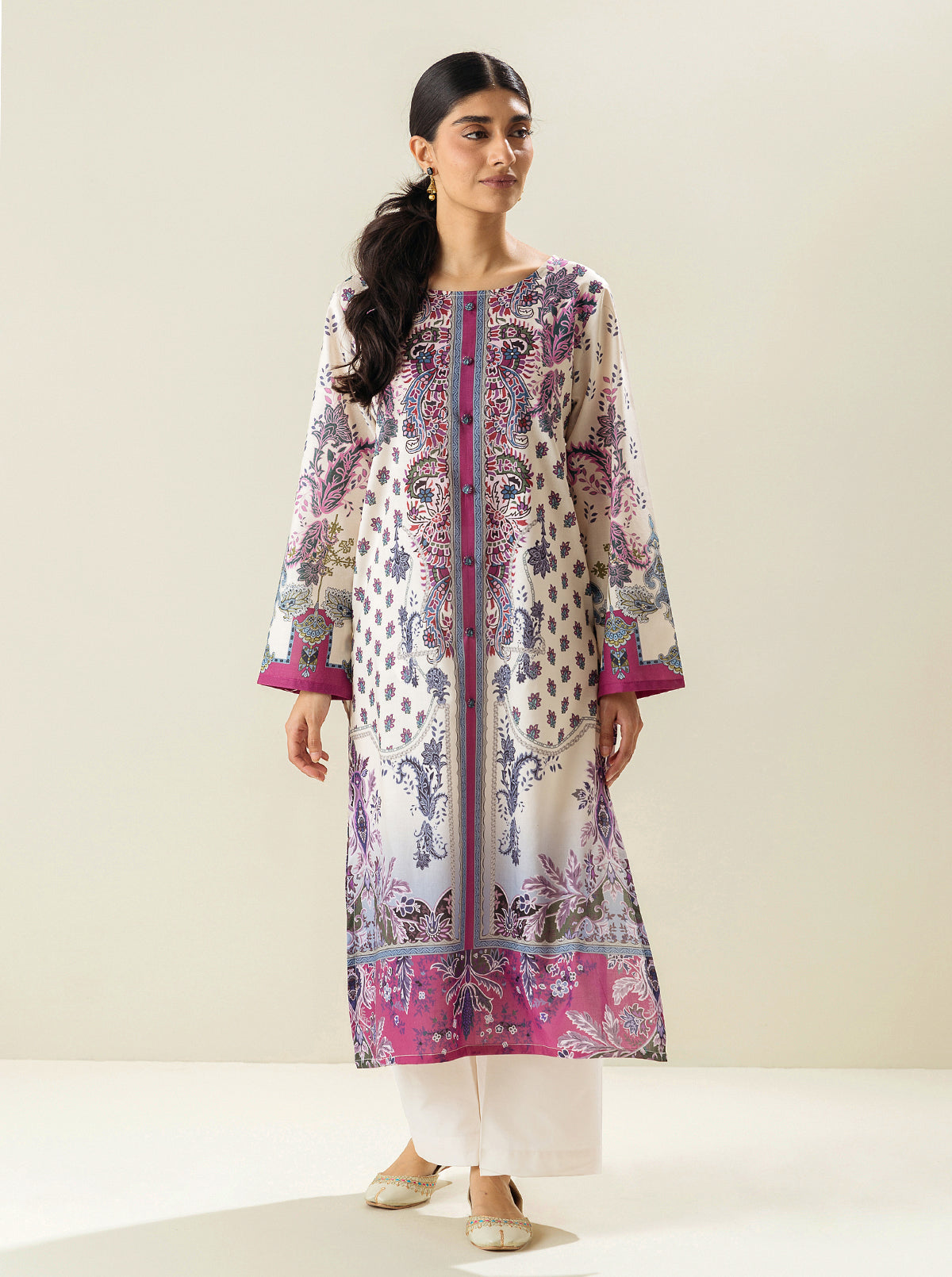 1 PIECE - PRINTED LAWN SHIRT - CHIVE BLOSSOM MORBAGH SU_23