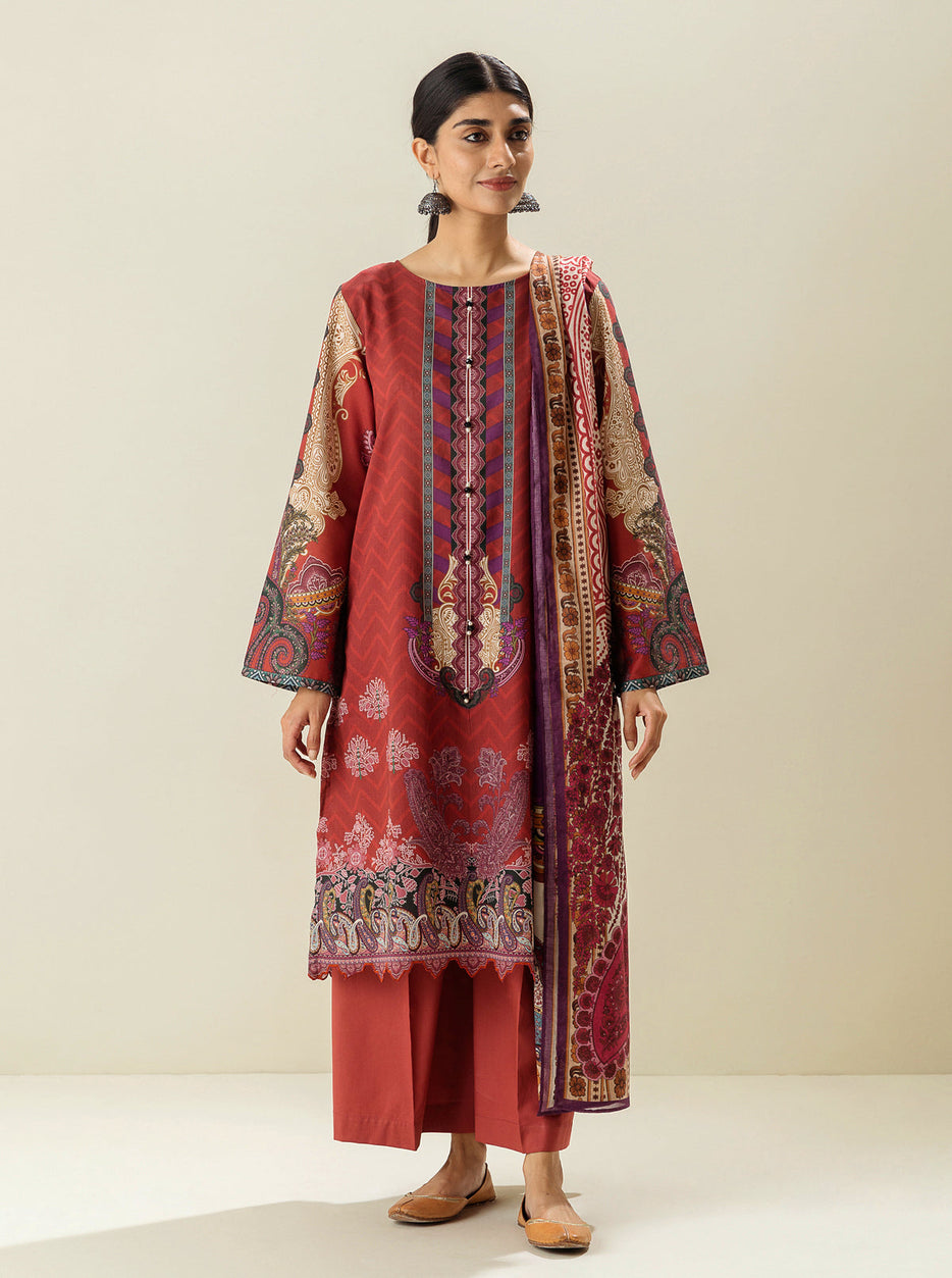 3 PIECE - PRINTED LAWN SUIT - FIRE WHIRL MORBAGH SU_23