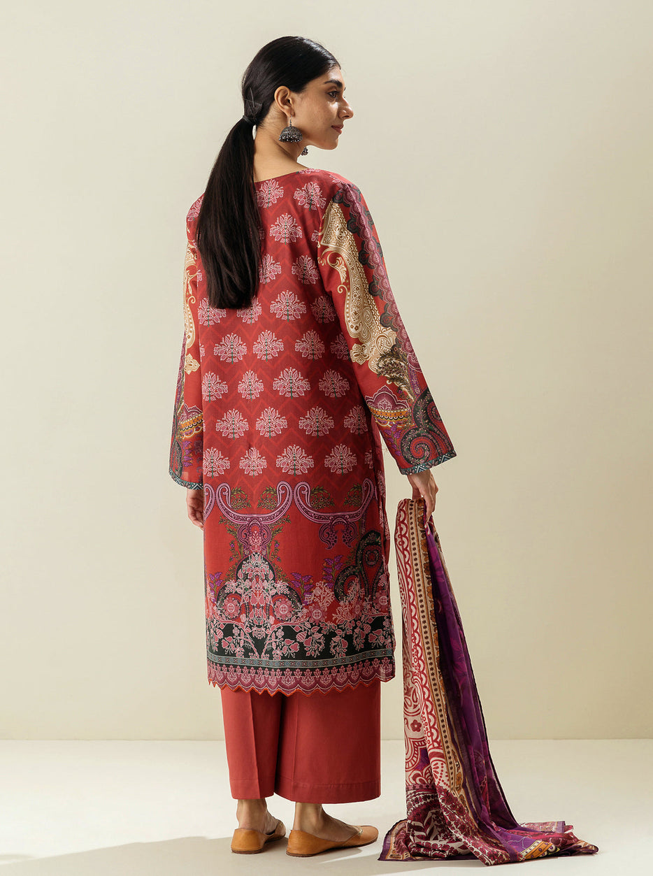 3 PIECE - PRINTED LAWN SUIT - FIRE WHIRL MORBAGH SU_23