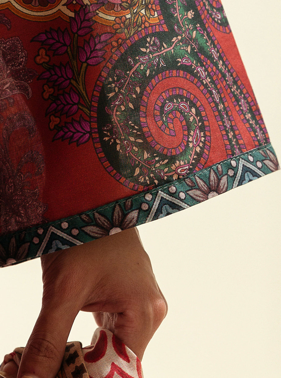 3 PIECE - PRINTED LAWN SUIT - FIRE WHIRL MORBAGH SU_23