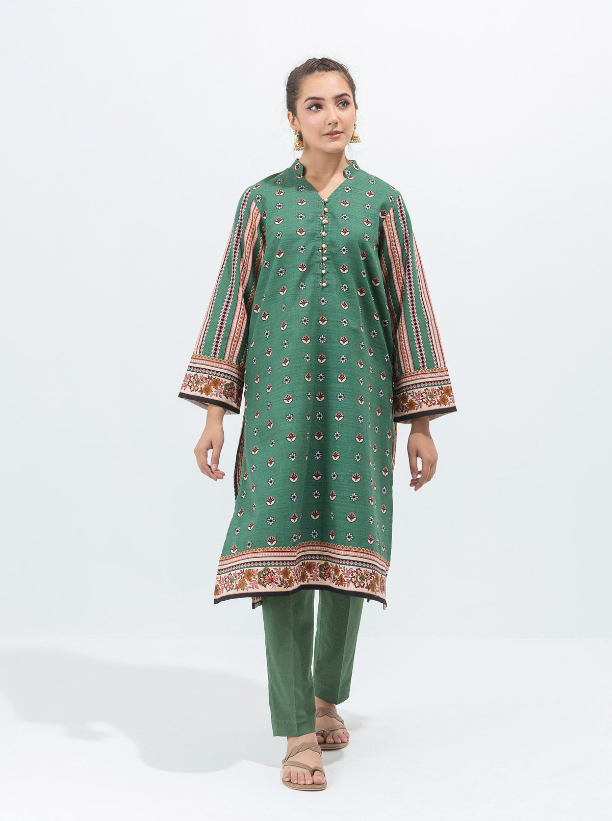 2 PIECE - PRINTED KHADDAR SUIT - WHISPERING TEAL MORBAGH WN_21
