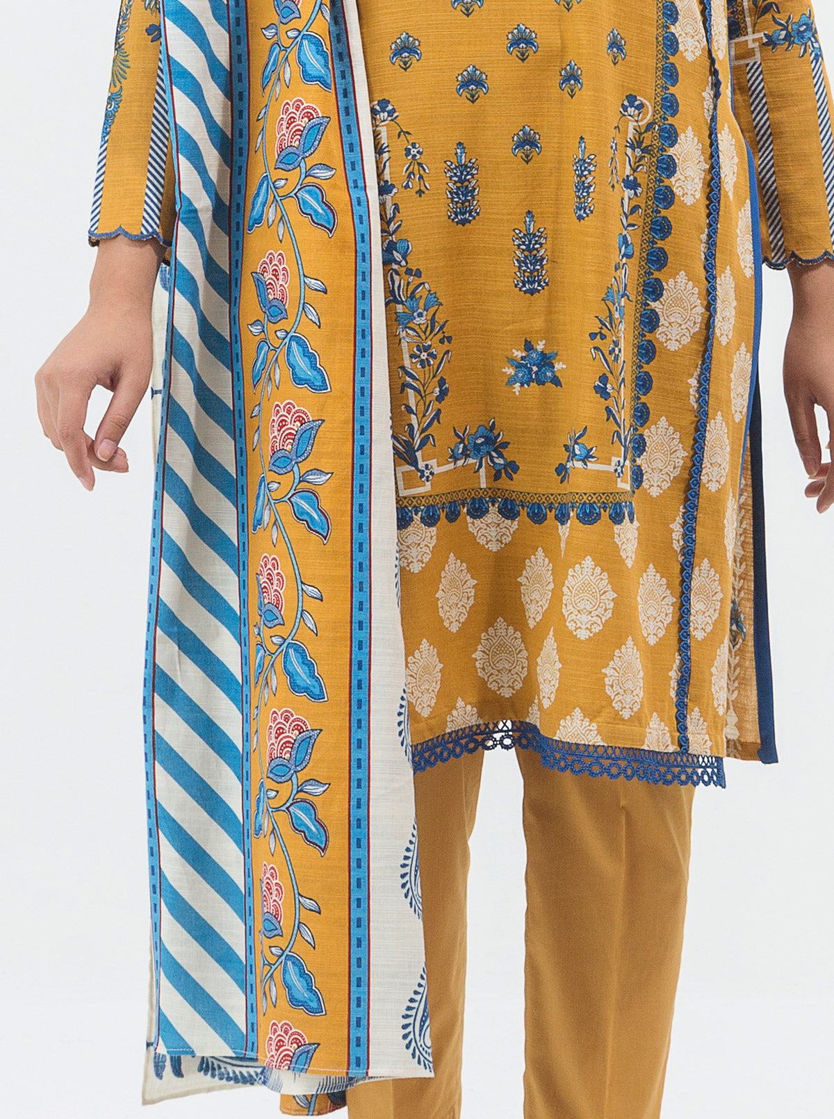 3 PIECE - PRINTED KHADDAR SUIT - ANTIQUE DECO MORBAGH WN_21