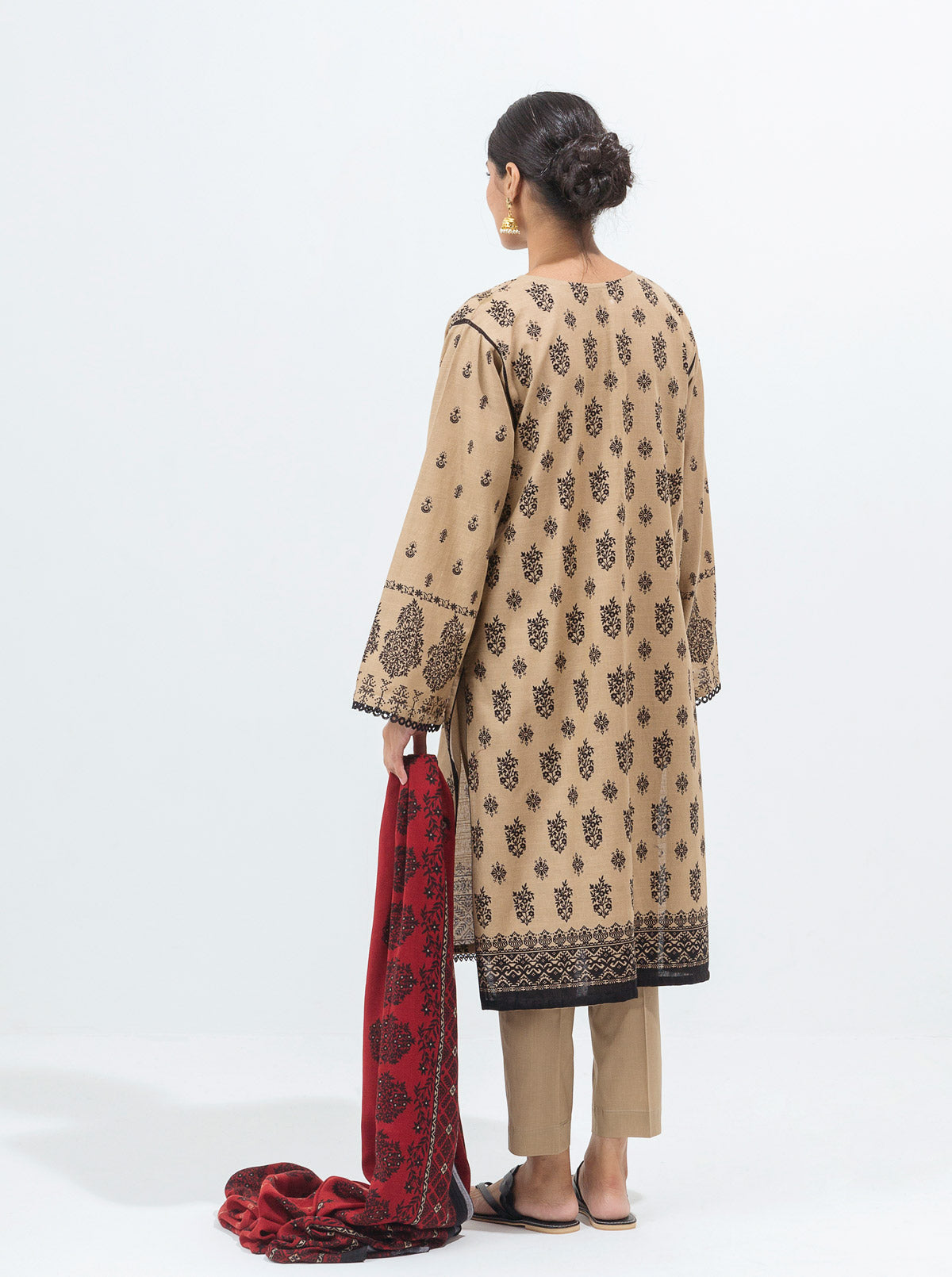 3 PIECE - PRINTED WITH SHAWL KHADDAR SUIT - DUST DEW MORBAGH WN_21