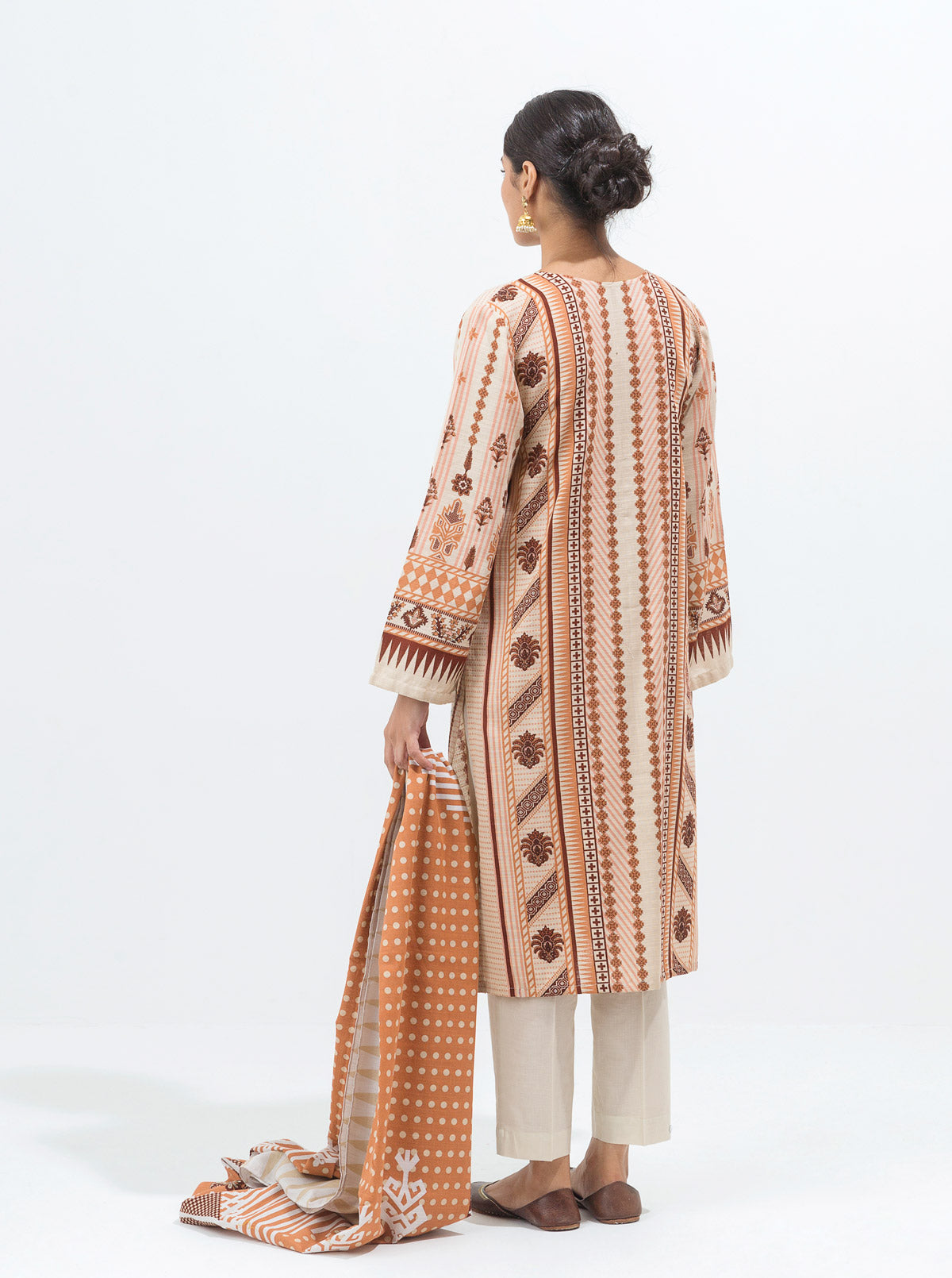 3 PIECE - PRINTED KHADDAR SUIT - HAZEL BEIGE MORBAGH WN_21
