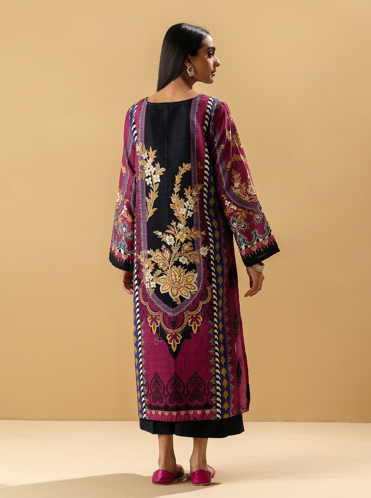 1 PIECE - PRINTED KHADDAR SHIRT - RASPBERRY RADIANCE MORBAGH WN_22