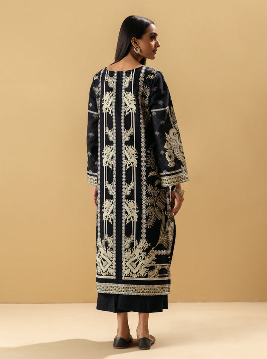 1 PIECE - PRINTED KHADDAR SHIRT - EBONY GARGEN MORBAGH WN_22