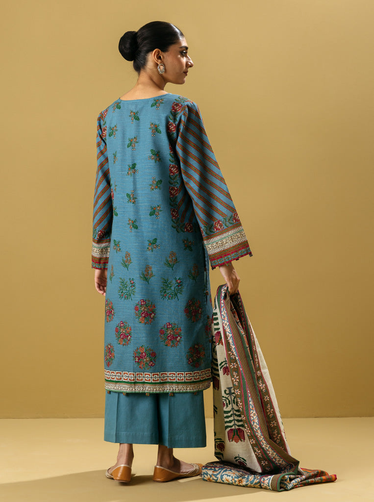 3 PIECE - PRINTED KHADDAR SUIT - GEO FLORA MORBAGH WN_22