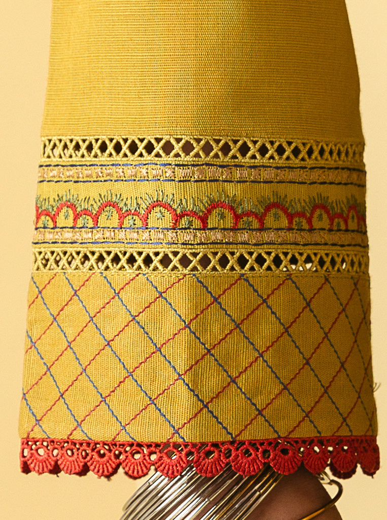 3 PIECE - EMBROIDERED WITH SHAWL KHADDAR SUIT - MARIGOLD CHARM MORBAGH WN_22