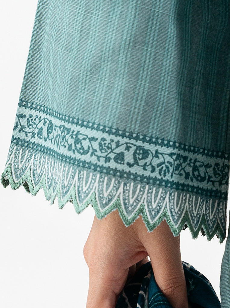 3 PIECE - PRINTED KHADDAR SUIT - URBAN TEAL MORBAGH WN_22