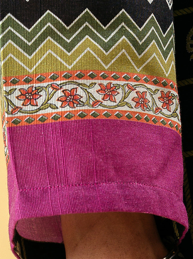 3 PIECE - PRINTED KHADDAR SUIT - BLOOMING BLACK MORBAGH WN_22