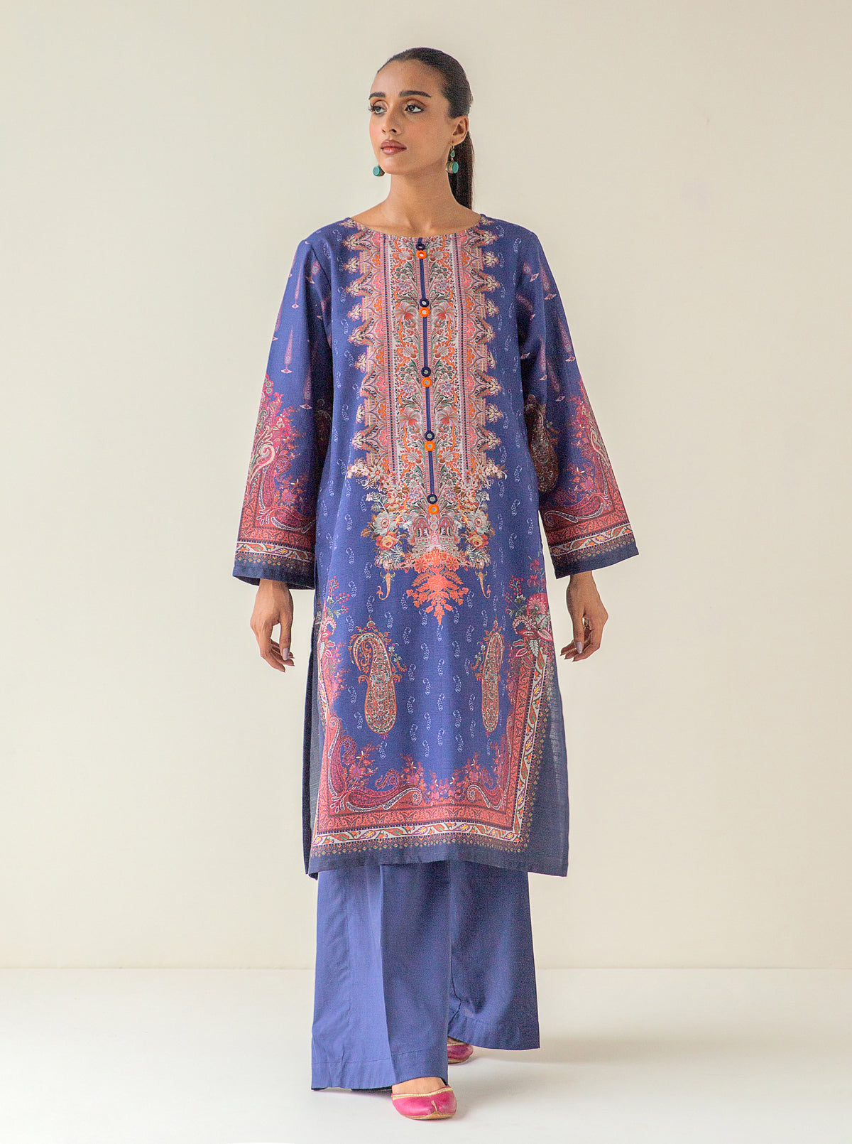 1 PIECE - PRINTED KHADDAR SHIRT - MIDNIGHT MYSTERY MORBAGH WN_23