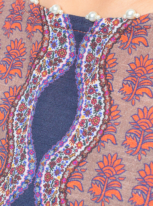 1 PIECE - PRINTED KHADDAR SHIRT - EARTHLY SYMMETRY MORBAGH WN_23