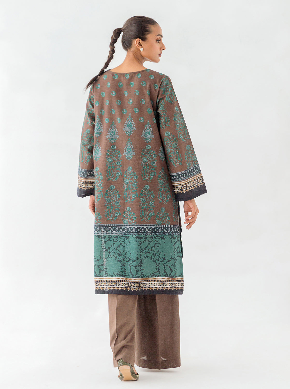1 PIECE - PRINTED KHADDAR SHIRT - OCEAN DEPTHS MORBAGH WN_23