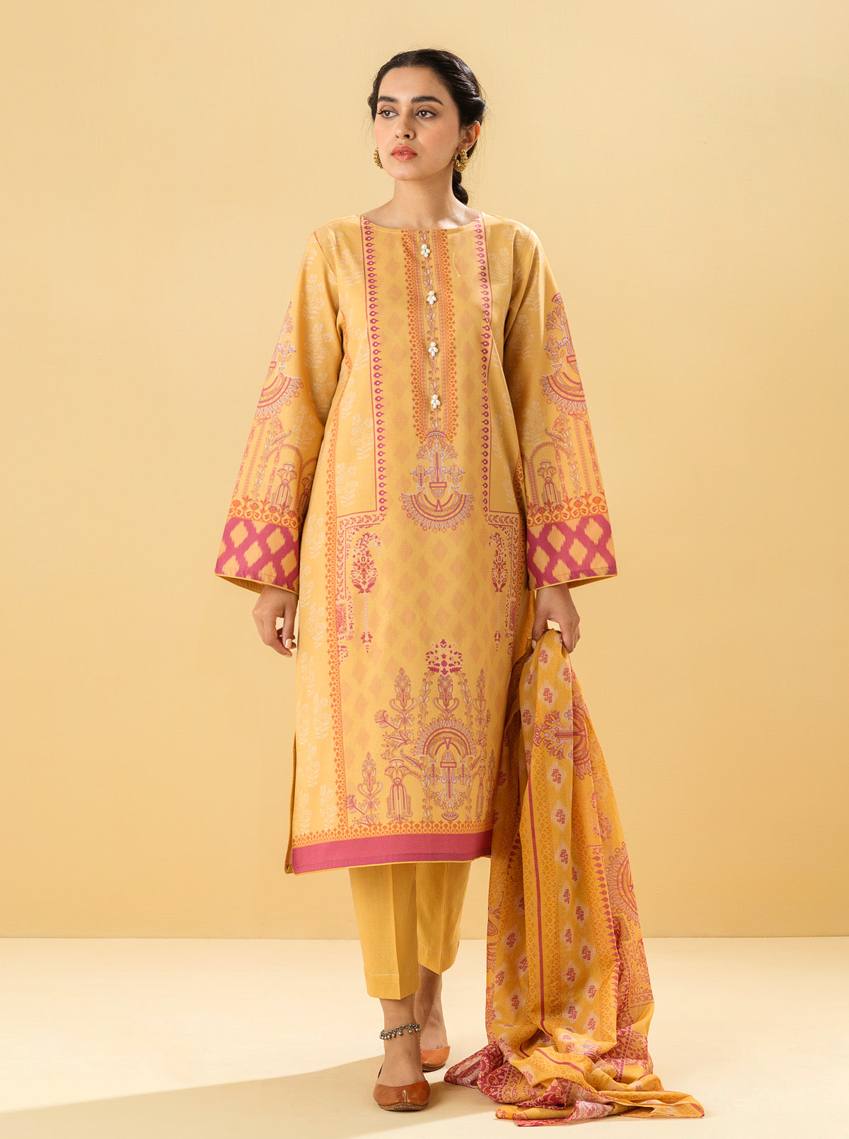 2 PIECE - PRINTED LAWN SUIT - PRIMROSE YELLOW MORBAGH SU_22