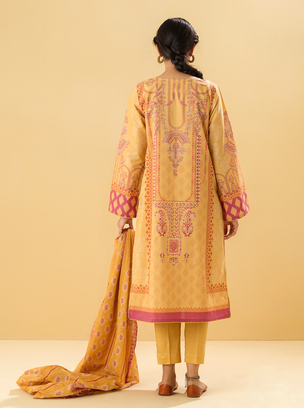 2 PIECE - PRINTED LAWN SUIT - PRIMROSE YELLOW MORBAGH SU_22