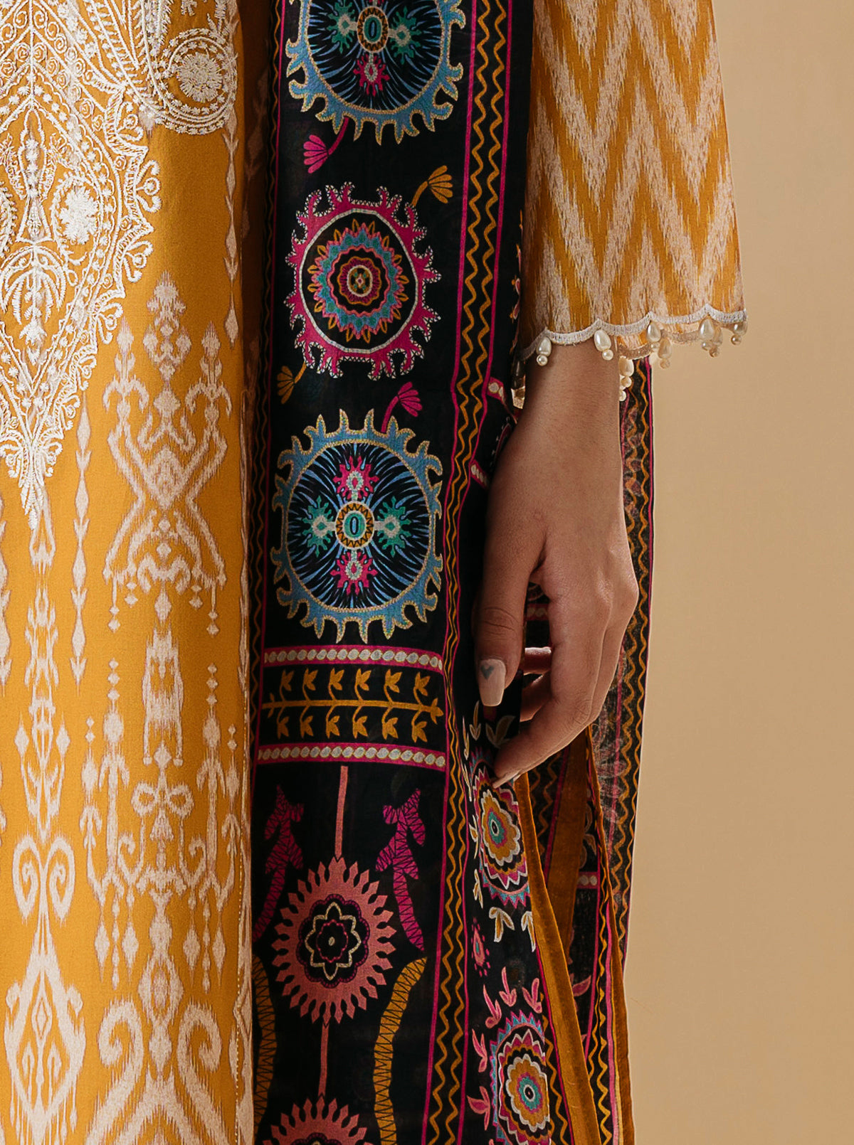 3 PIECE - EMBROIDERED LAWN SUIT - MYSTIQUE MUSTARD MORBAGH SU_22
