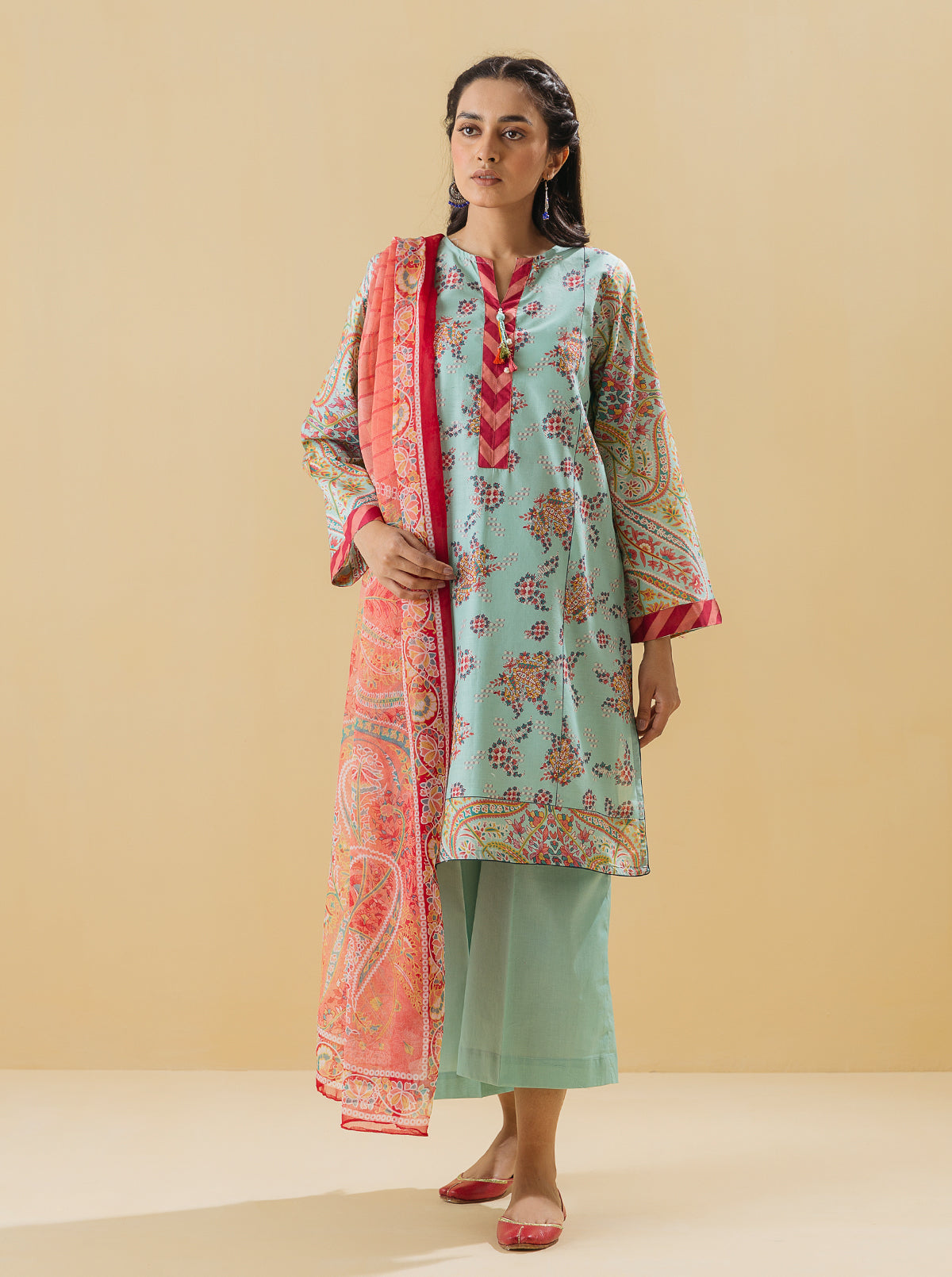 3 PIECE - PRINTED LAWN SUIT - SUMMER BREEZE MORBAGH SU_22