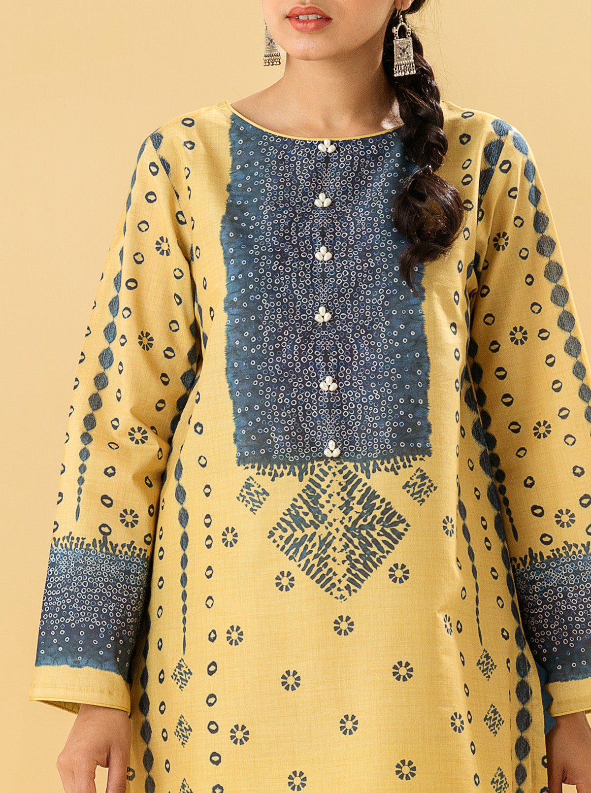 3 PIECE - PRINTED LAWN SUIT - OPAL YELLOW MORBAGH SU_22