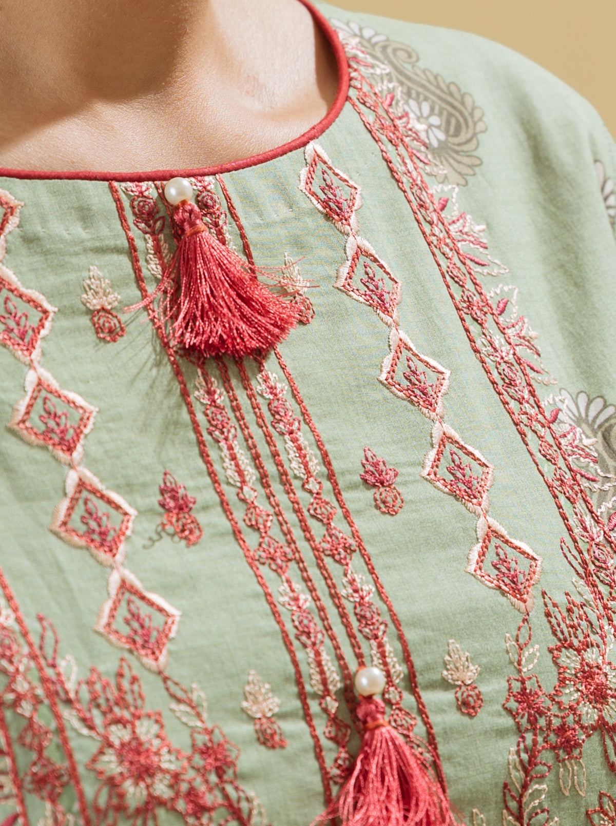 3 PIECE - EMBROIDERED LAWN SUIT - DUSKY MINT MORBAGH SU_22