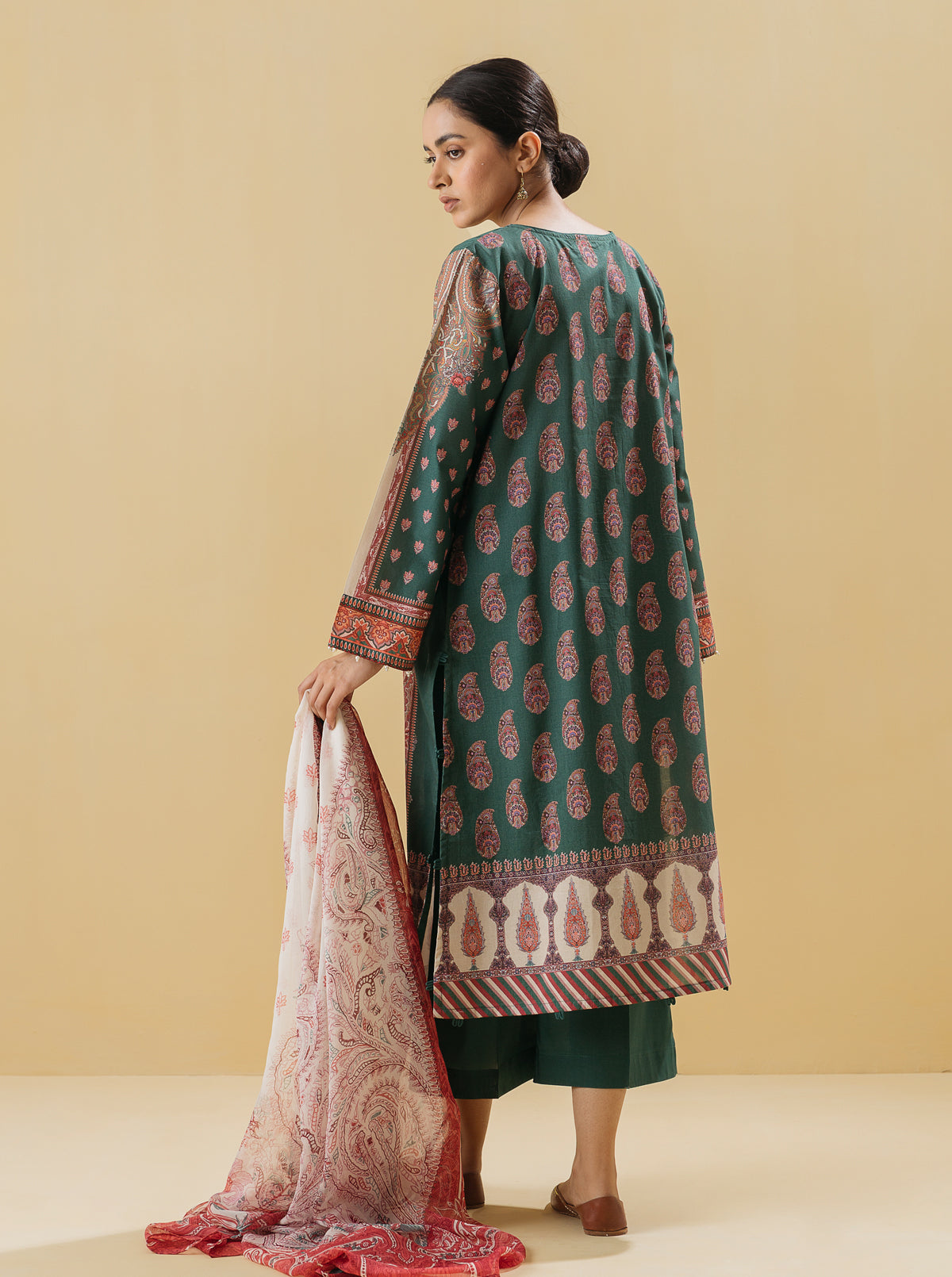 3 PIECE - EMBROIDERED LAWN SUIT - ANTIQUE PAISLEY MORBAGH SU_22