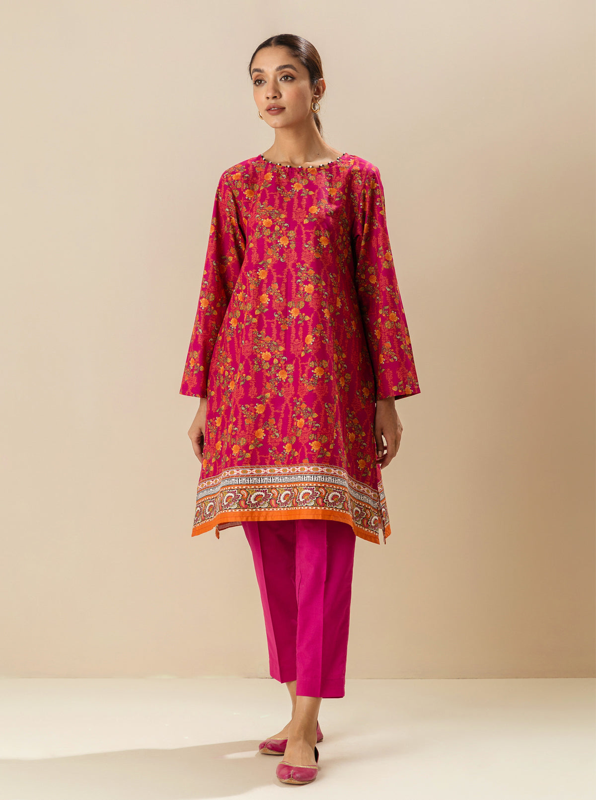 1 PIECE - PRINTED LAWN SHIRT - AUTUMN SUNSET MORBAGH SU_23