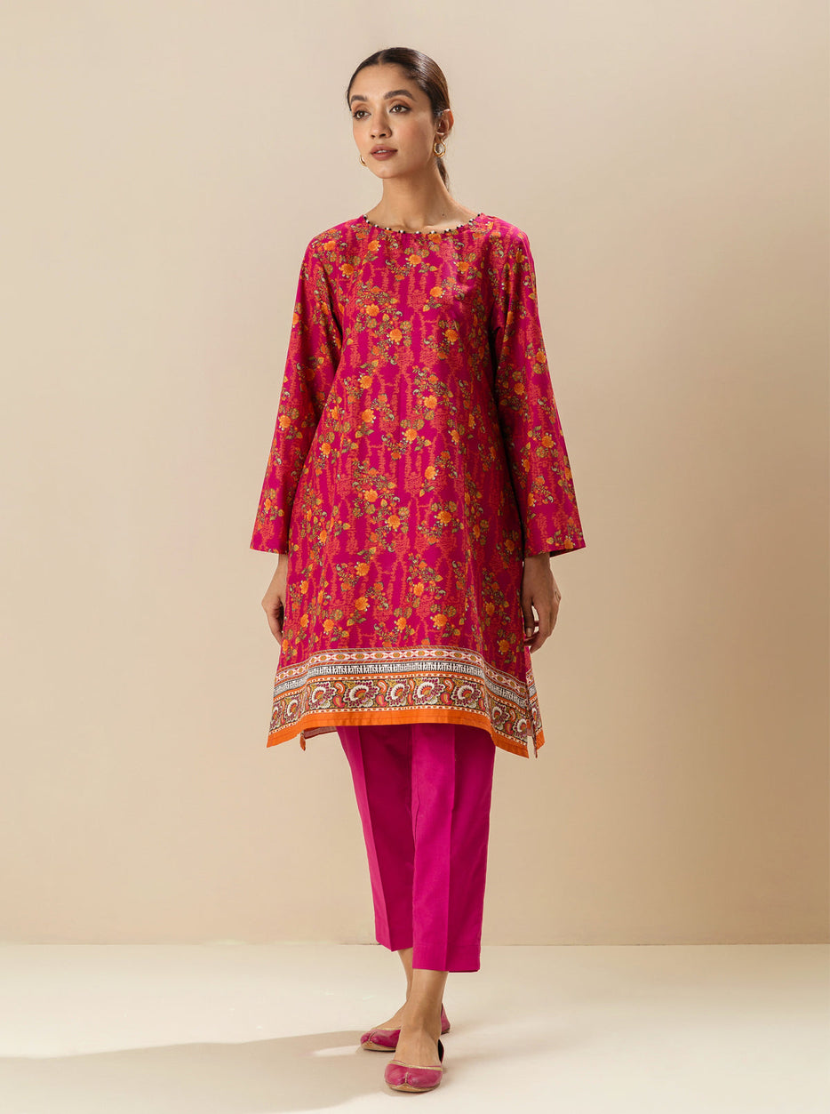 1 PIECE - PRINTED  LAWN SHIRT - AUTUMN SUNSET MORBAGH SU_23