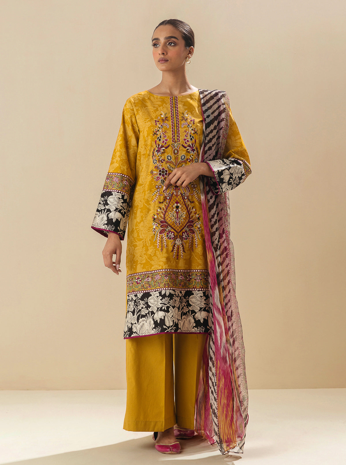 2 PIECE - EMBROIDERED LAWN SUIT - GOLDEN SPICE MORBAGH SU_23