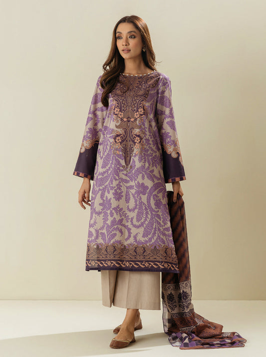 3 PIECE - PRINTED LAWN SUIT - VIVID LILACS MORBAGH SU_23