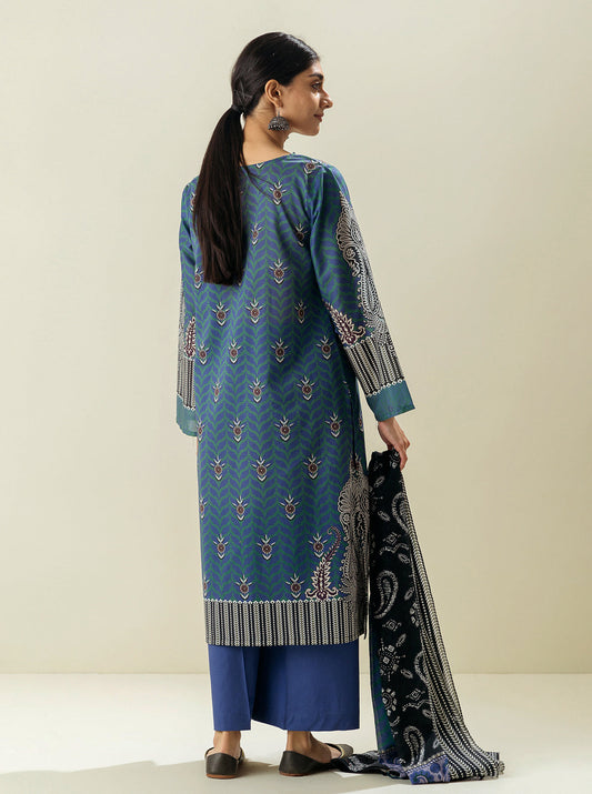 3 PIECE - PRINTED LAWN SUIT - LYON SKY MORBAGH SU_23