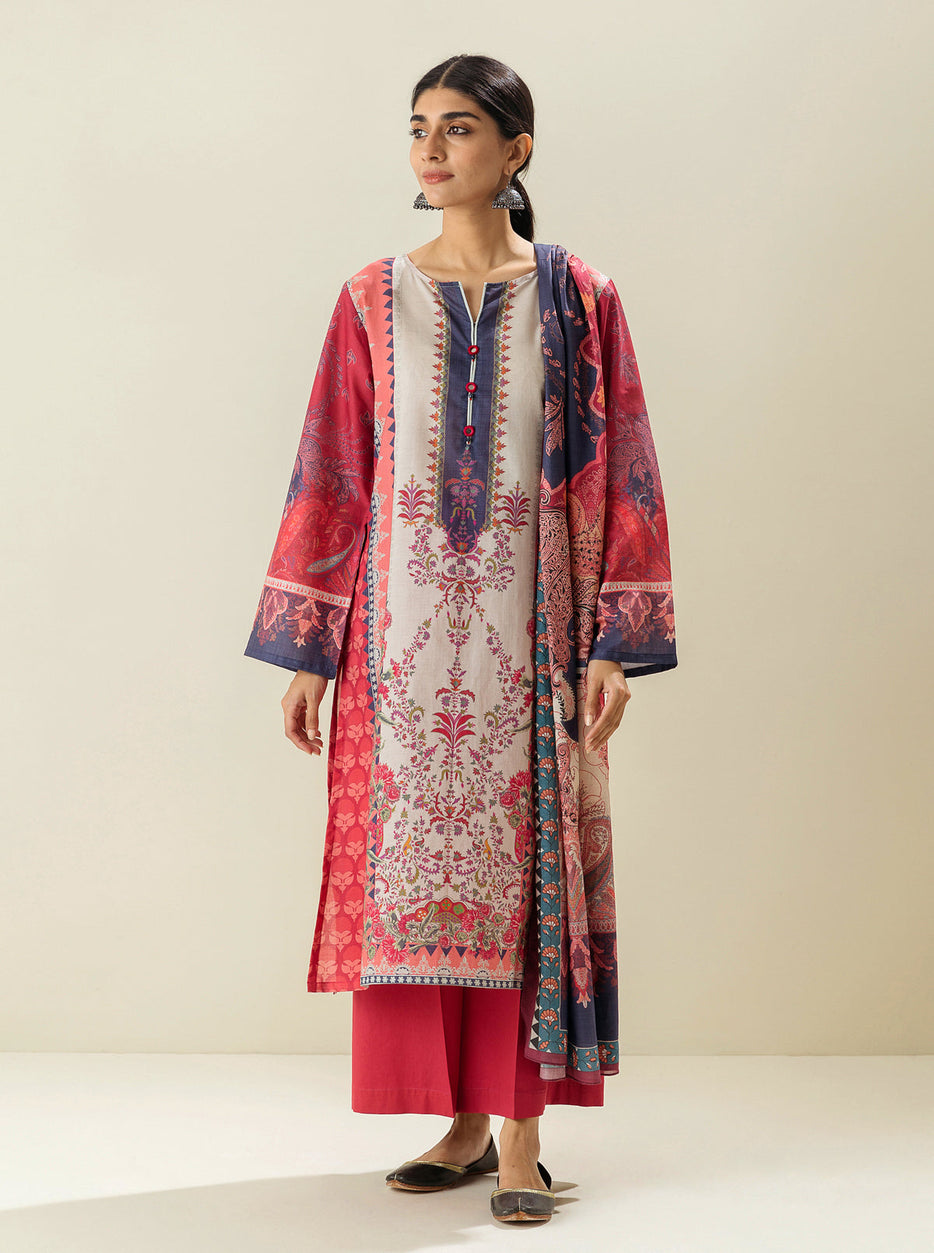 3 PIECE - PRINTED LAWN SUIT - AURORA RADIANCE MORBAGH SU_23