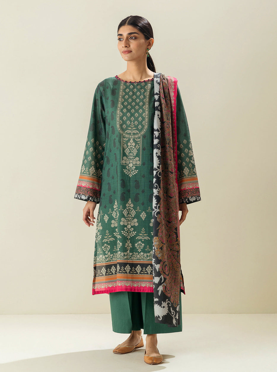 3 PIECE - PRINTED LAWN SUIT - VINEYARD DAY MORBAGH SU_23