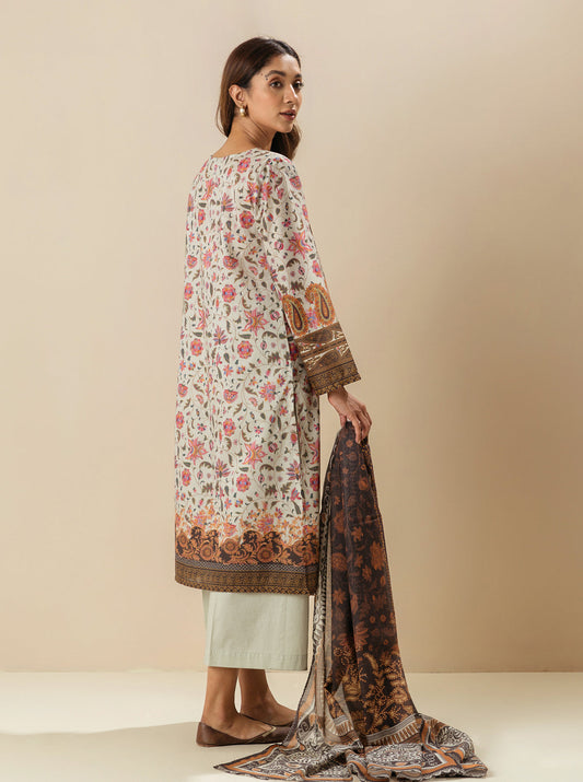 3 PIECE - PRINTED  LAWN SUIT - FLORID ADJUSTMENT MORBAGH SU_23
