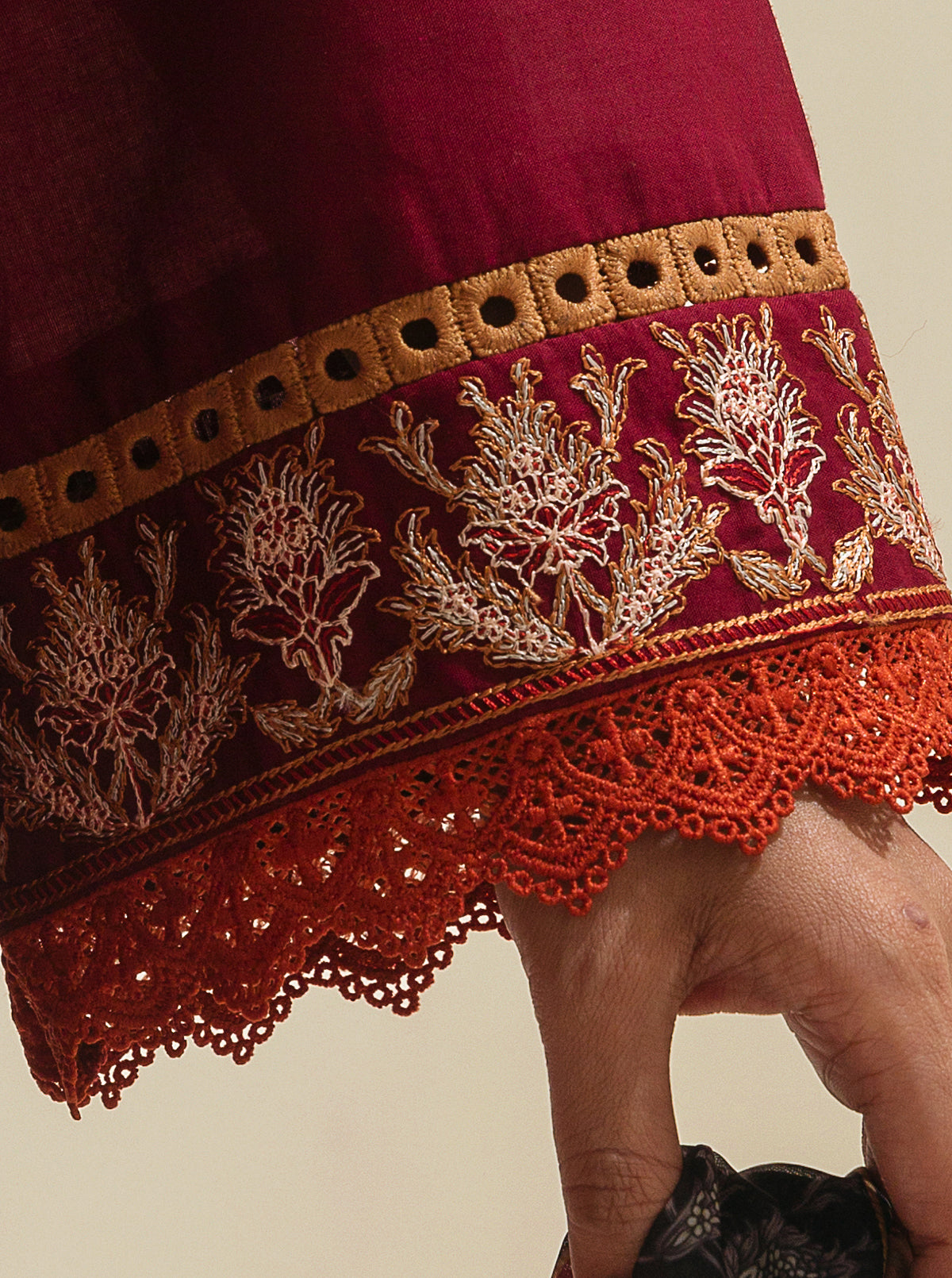 3 PIECE - EMBROIDERED LAWN SUIT - RED DAHLIA MORBAGH SU_23