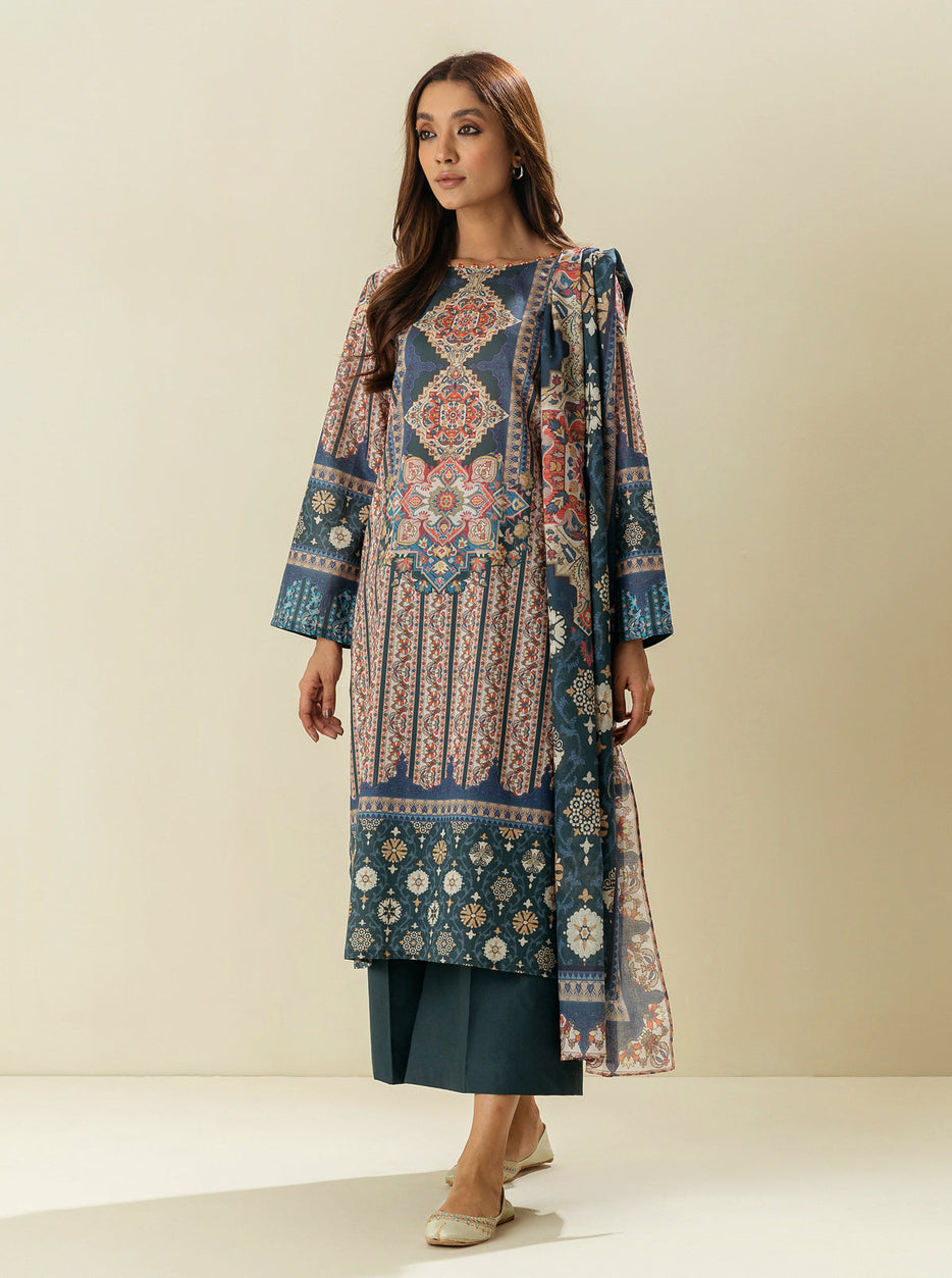 3 PIECE - PRINTED  LAWN SUIT - BLUEBERRY MOONLIGHT MORBAGH SU_23