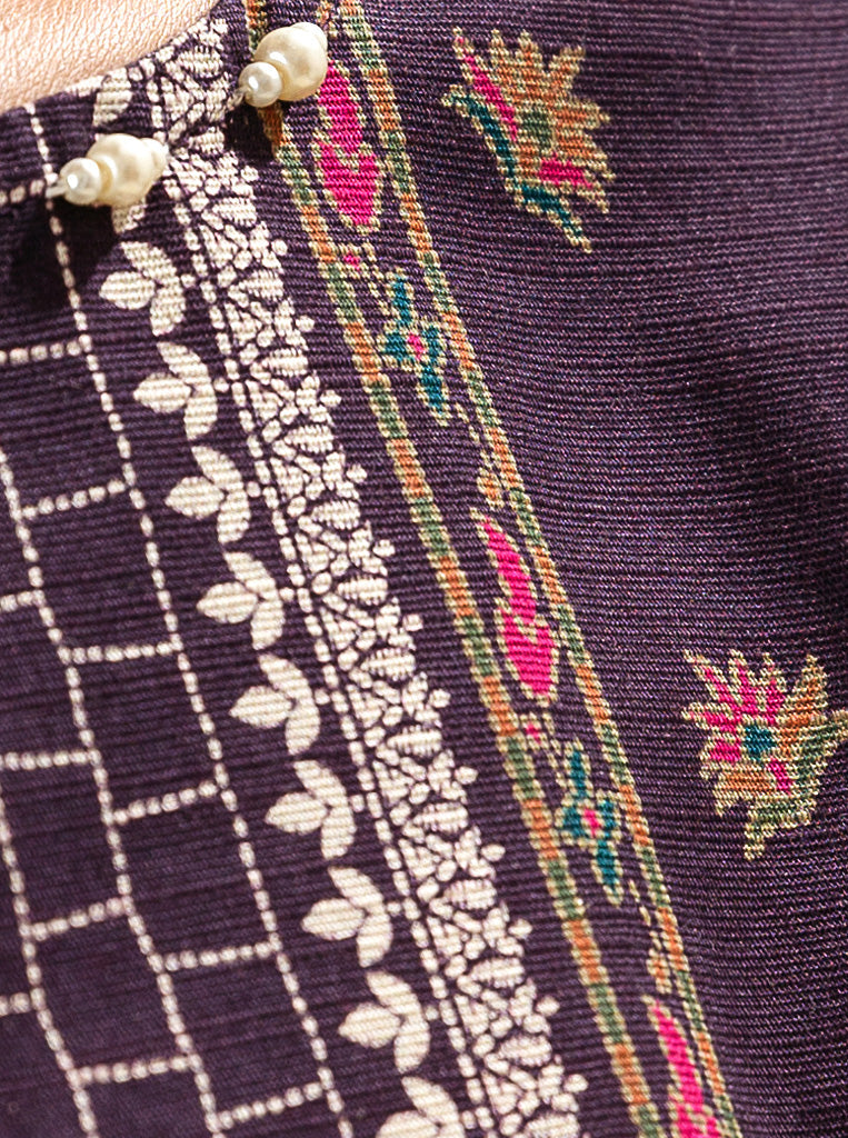 2 PIECE - PRINTED KHADDAR SUIT - PLUM GRACE MORBAGH WN_22